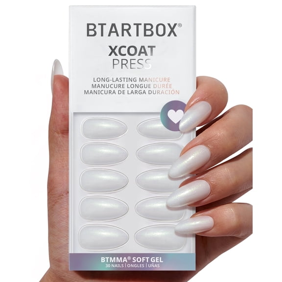 BTArtbox Press On Nails - Disco Ball, Short Almond, Lamp-Curable, 4-Week Wear, Easy-to-Apply, 30 Count All-in-One Kit