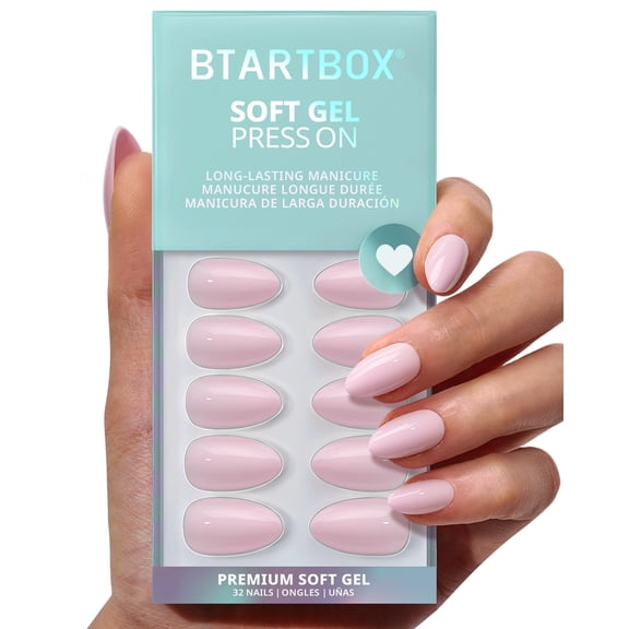BTArtbox Press On Nails - Home CEO, Extra Short Almond, 2-Week Wear, Easy-to-Apply, 32 Count All-in-One Kit