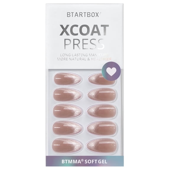 BTArtbox Press On Nails - Liquid Radiance, Medium Almond, Lamp-Curable, 4-Week Wear, Easy-to-Apply, 32 Count All-in-One Kit