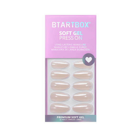 BTArtbox Press On Nails - Glazed Donut, Medium Almond, 2-Week Wear, Easy-to-Apply, 32 Count All-in-One Kit