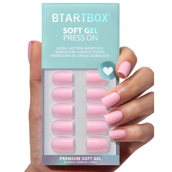 Btartbox Press On Nails - Mom Grace, Extra Short Almond, 2-Week Wear, Easy-to-Apply, 32 Count All-in-One Kit