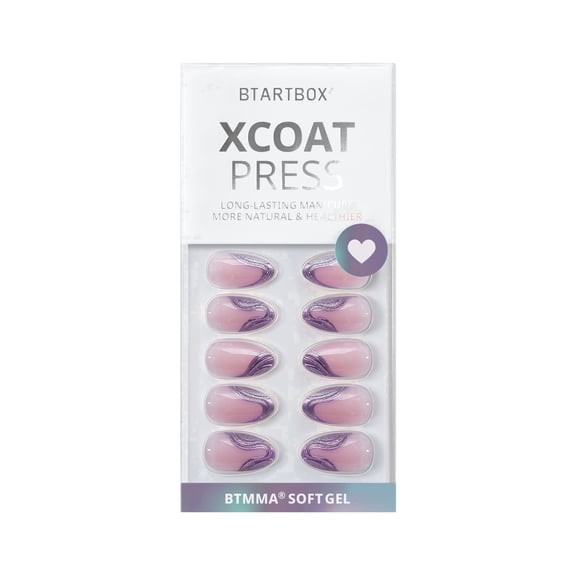 BTArtbox Press On Nails - Mermaid Tail, Short Almond, Lamp-Curable, 4-Week Wear, Easy-to-Apply, 32 Count All-in-One Kit