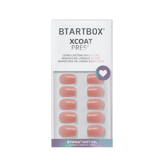 BTArtbox Press On Nails - Cinnamon, Short Square, Lamp-Curable, 4-Week Wear, Easy-to-Apply, 32 Count All-in-One Kit
