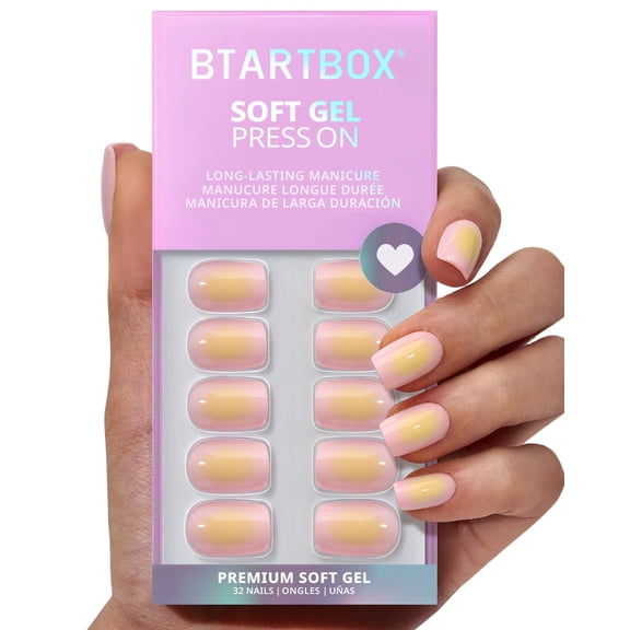 BTArtbox Press On Nails - Twilight Ease, Short Square, 2-Week Wear, Easy-to-Apply, 32 Count All-in-One Kit