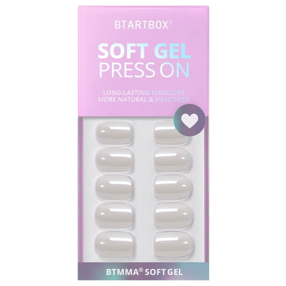 BTArtbox Press On Nails - Vanilla Glazed, Short Square, 2-Week Wear, Ready-to-Wear, 32 Count All-in-One Kit