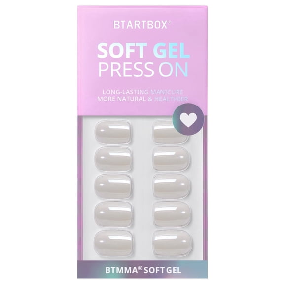 BTArtbox Press On Nails - Vanilla Glazed, Short Square, 2-Week Wear, Easy-to-Apply, 32 Count All-in-One Kit