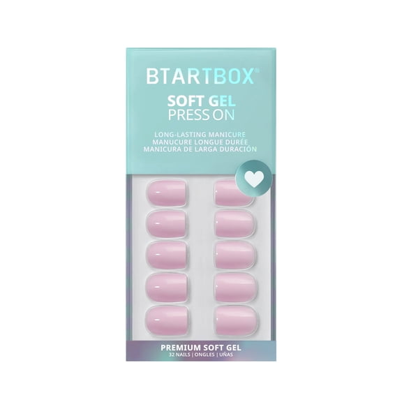BTArtbox Press On Nails - Yoga, Short Square, 2-Week Wear, Easy-to-Apply, 32 Count All-in-One Kit