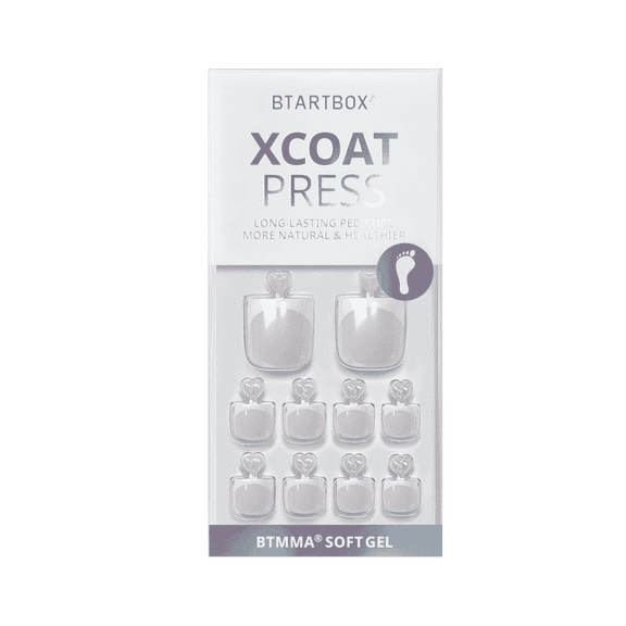 BTArtbox Press On Toenails - Alabaster, Sharp Square, Lamp-Curable, 4-Week Wear, Easy-to-Apply, 30 Count All-in-One Kit