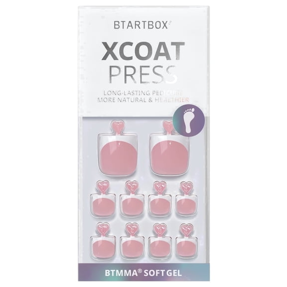Btartbox Press On Toenails - Ma'am, Sharp Square, Lamp-Curable, 4-Week Wear, Easy-to-Apply, 30 Count All-in-One Kit