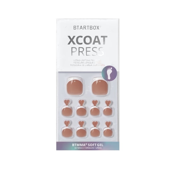 Btartbox Champ Square Press On Toenails, Lamp-Curable, 4-Week Wear, Easy-to-Apply, 30 Count Kit