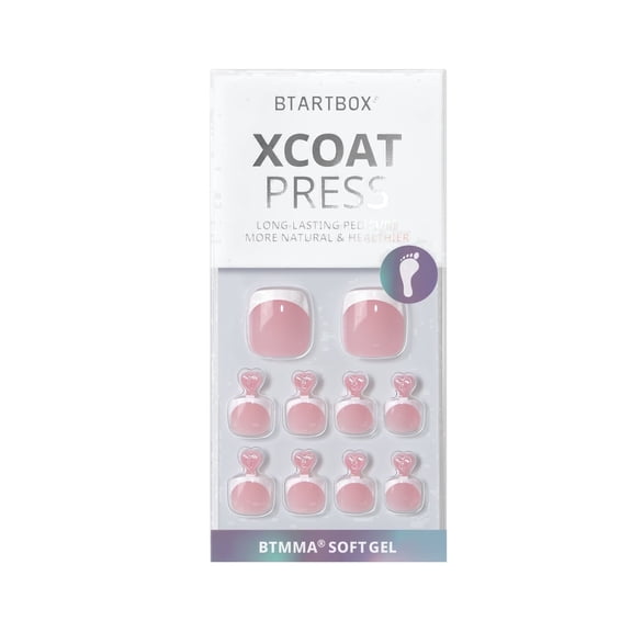BTArtbox Press On Toenails - Timeless Grace, Square, Lamp-Curable, 4-Week Wear, Easy-to-Apply, 30 Count All-in-One Kit