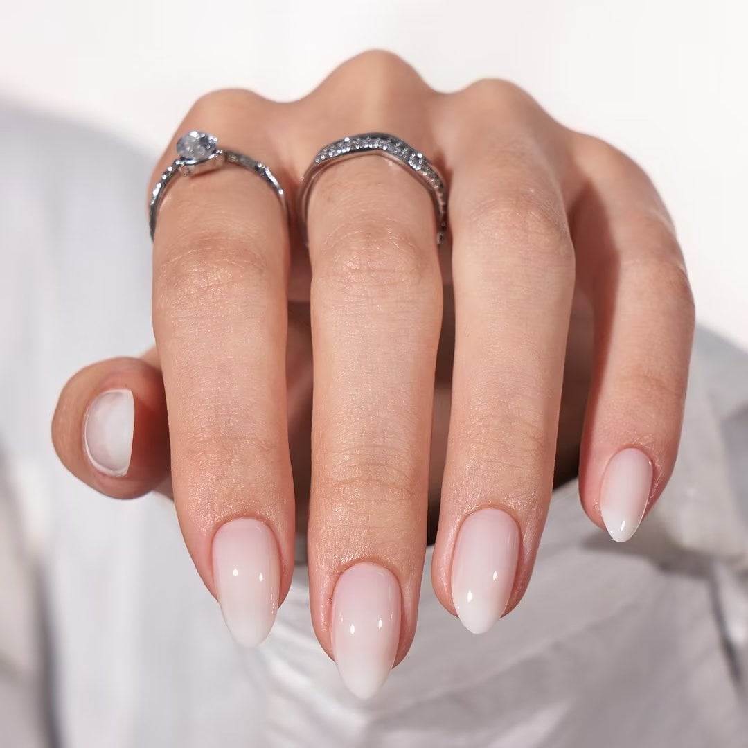 BTArtbox Solid White Press On Nails Short,Soft Gel Almond Nail Tip, Reusable Fake Nails Kit