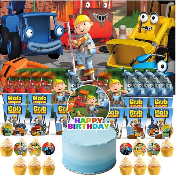 BTB Builder the Bobber Birthday Cups Party Supplies Decor Backdrop Paper Plates Fans Decorations Banner