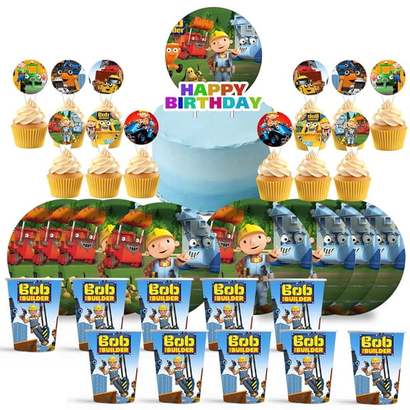 BTB Builder the Bobber Birthday Cups Party Supplies Plates Decorations Cake Topper Decor