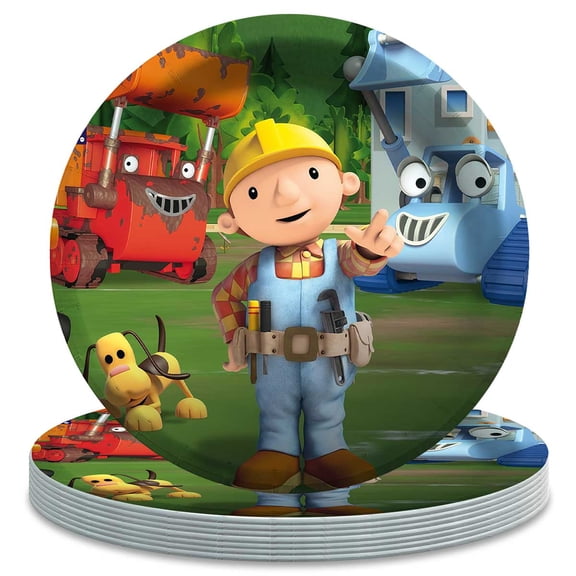 BTB Builder the Bobber Themed Birthday Disposable Tableware - 7 Inch Paper Plates Party Supply Decorations