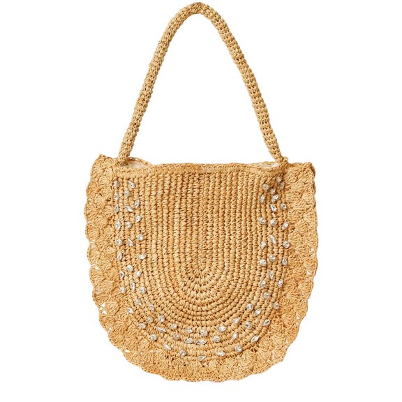 BTB Los Angeles Bardo Crystal Straw Hobo Bag, ATS, Brown