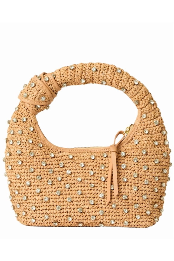BTB Los Angeles Maeve Crystal Raffia Hobo Bag, os