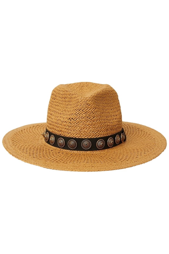 BTB Los Angeles Summer Studded Straw Hat, m, Brown