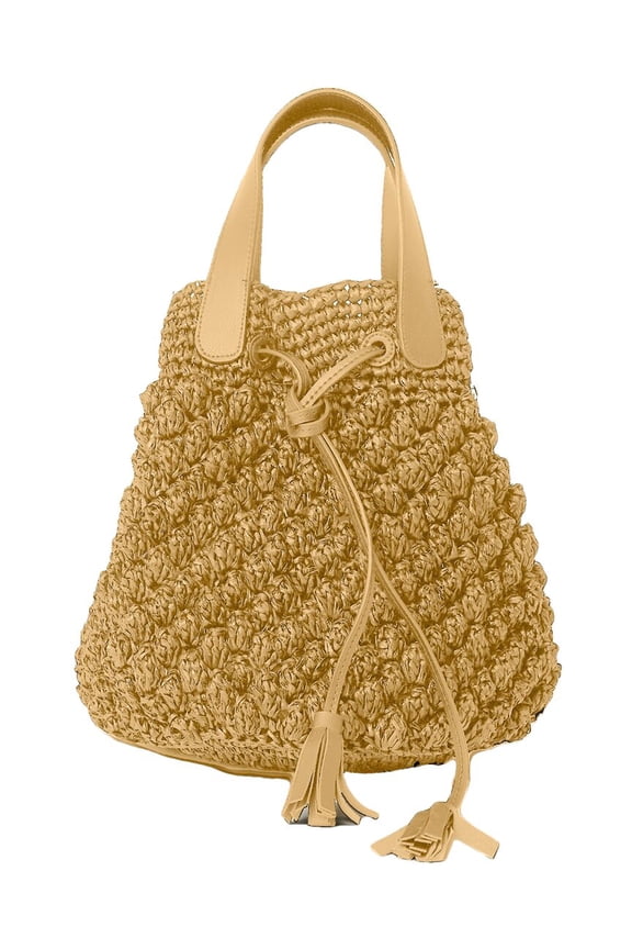 BTB Los Angeles Uri Straw Satchel, ATS, Brown