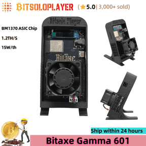 BTC Lottery Miner Bitaxe Gamma 601 BM1370 Chip 1.5TH/s 2.4G WiFi Crypto Mining Machine Bitcoin Solo Miner with Stand Silent Fan for Home Lotto Mining,Black Stand