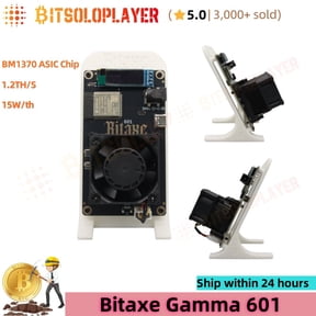 BTC Lotto Miner Bitaxe Gamma 601 BM1370 Chip 1.5TH/s 2.4G WiFi Crypto Mining Machine Bitcoin Home Solo Miner with Stand Silent Fan,White Stand
