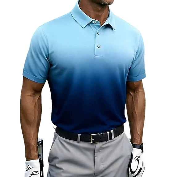 BTDECLAR Men's Golf Shirts Stylish Gradient Color Classic Casual Collar ...