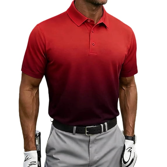BTDECLAR Men's Golf Shirts Stylish Gradient Color Classic Casual Collar ...