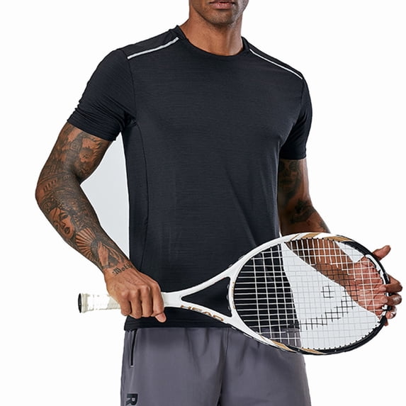 BTDECLAR Men's Running Shirts Quick Dry Casual Breathable Athletic Tennis T Shirts Stretchy Cooling Comfy Sport Fitness Gym Summer Tops M-4XL