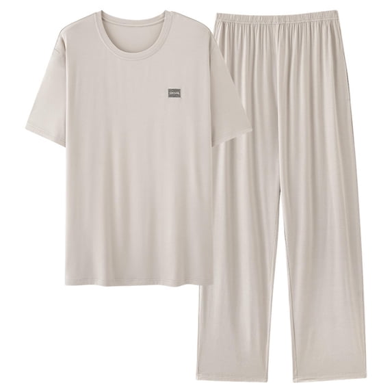 BTDECLAR Mens Pajamas Set Lightweight Loungewear Solid Color Short Sleeve Tops and Long Pants Soft Comfortable Sleepwear Pjs Sets
