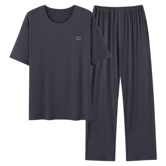 BTDECLAR Mens Pajamas Set Lightweight Loungewear Solid Color Short Sleeve Tops and Long Pants Soft Comfortable Sleepwear Pjs Sets