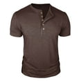 thumbnail image 1 of BTDECLAR Mens Short Sleeve T-Shirts Solid Color Quarter Button Crewneck Pullover Tops Slim Fit Casual Lightweight Workout Basic Tees, 1 of 6