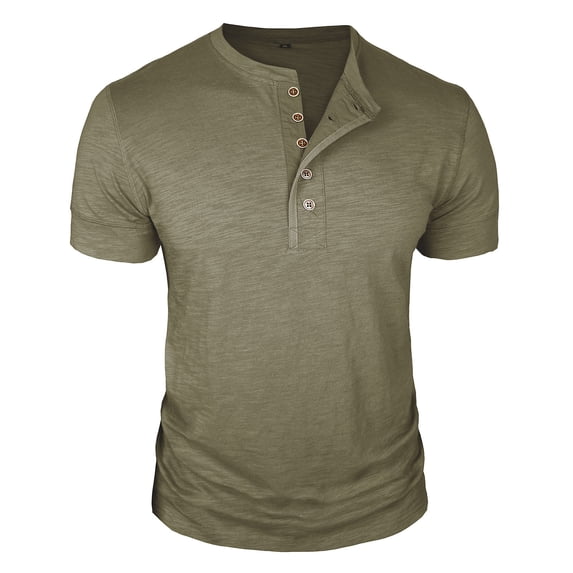 BTDECLAR Mens Short Sleeve T-Shirts Solid Color Quarter Button Crewneck Pullover Tops Slim Fit Casual Lightweight Workout Basic Tees