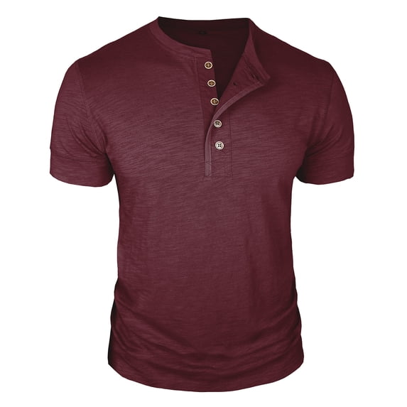 BTDECLAR Mens Short Sleeve T-Shirts Solid Color Quarter Button Crewneck Pullover Tops Slim Fit Casual Lightweight Workout Basic Tees