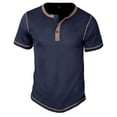 thumbnail image 1 of BTDECLAR Mens Waffleknit Workout Shirts 3-Button V Neck Short Sleeve Classic Summer Pullover Tees Casual Lightweight Athletic T-Shirts, 1 of 4