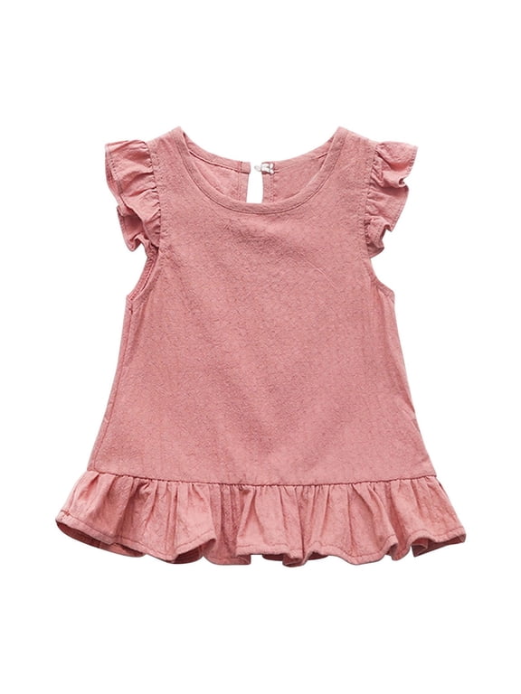 Toddler Girl Shirts Ruffle Short Sleeve Baby Girl T-Shirts Kids Blouse,Toddler Shirts for Girls,Ribbed Toddler Girl Tee Tops 12Months-7Years