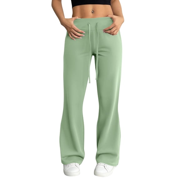 BTDECLAR Wide Leg Sweatpants Women Elastic Waist Drawstring Flared Yoga Pants Solid Color Casual Soft Comfort Sweatpants