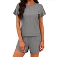 thumbnail image 1 of BTDECLAR Women's Summer Pajamas Sets 2 Piece Crewneck Ruffle Short Sleeve Tops and Shorts Pj Set Soft Comfy Breathable Sleepwear Outfits, 1 of 4