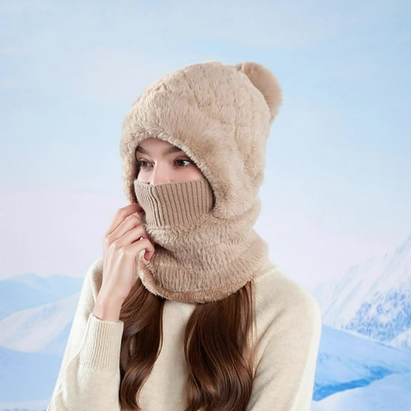 BTDECLAR Womens Warm Cap for Hunting Cycling Hiking, Neck and Head Warmth Fleece Lined Windproof Face Cover Hat Scarf