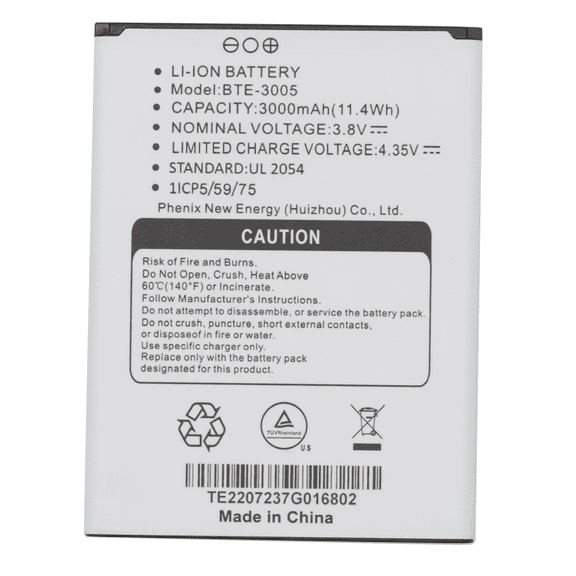 BTE-3005 Replacement Li-ion Cell Phone Battery Compatible for Moxee M2160 MH-T6000 & ANS Artia P6000 Smartphones 3000mAh