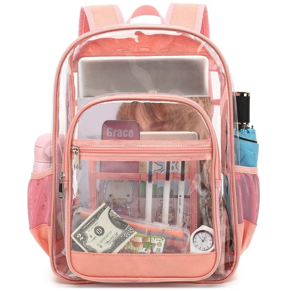 BTEPGSA Heavy Duty Clear Backpack, School Backpack College Bookbag PVC See Through Transparent Backpacks