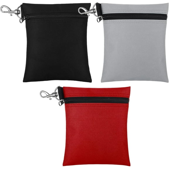 BTEPSGA 3 Pcs Golf Tee Bag 6.69 x 5.51 Inch Zipper Ball Clip Pouch Utility Tee Holder with Metal Lobster Claw Clip Golf Valuables Pouch Accessory Bag for Men Women(Classic Color)