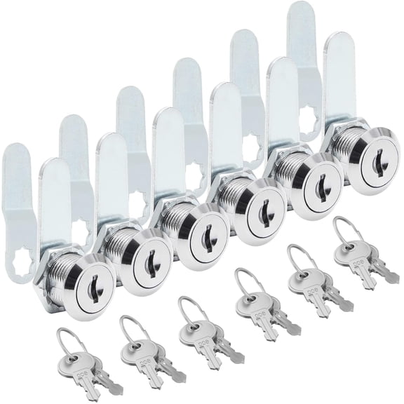 BTEPSGA 6 Pack Cam Locks Keyed Alike, 5/8" (16mm) Set for Drawers, Mailbox, Tool Box, RV, File Cabinet Locks with Keys