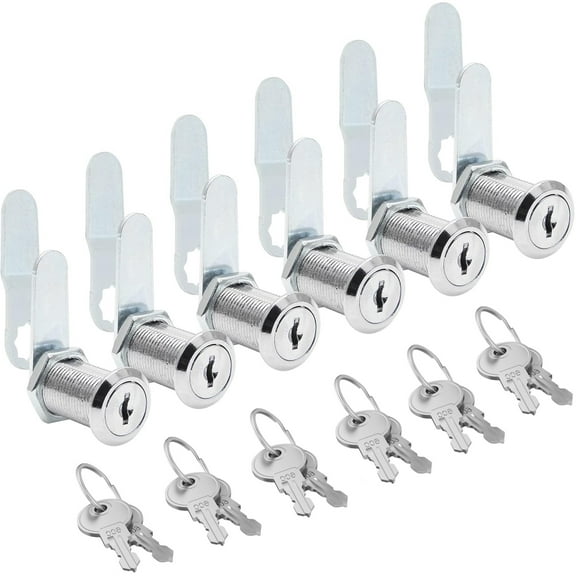 BTEPSGA 6 Pack Cam Locks Keyed Alike, 1-1/8" (30mm) Set for Drawers, Mailbox, Tool Box, RV, File Cabinet Locks with Keys