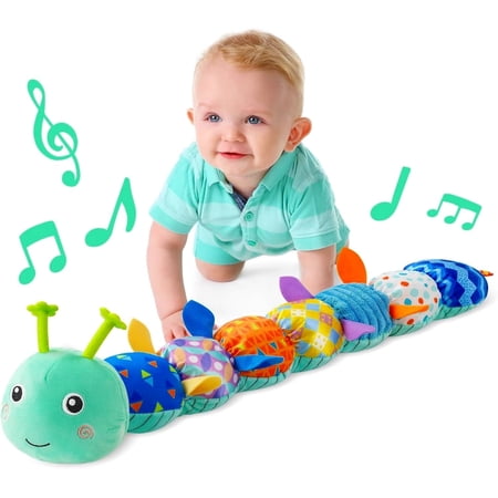 BTEPSGA Baby Toys Musical Caterpillar,Infant Toys Stuffed Animal Toys with Ruler Design and Ring Bell,Baby Teething Toys for Tummy Time Newborn Boys Girls 0 3 6 12 Months