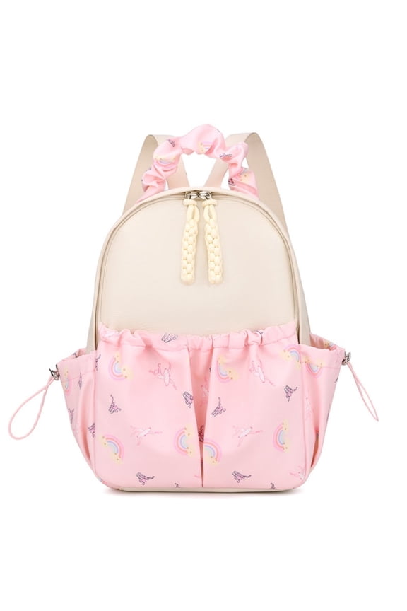 Ballet Backpack Rainbow Prints,Cute Beige Pink Backpack