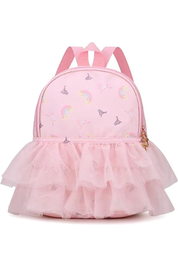 Ballet Backpack Rainbow Prints,Cute Pink Mesh Backpack