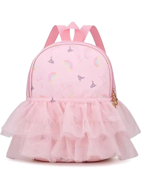 Ballet Backpack Rainbow Prints,Cute Pink Mesh Backpack