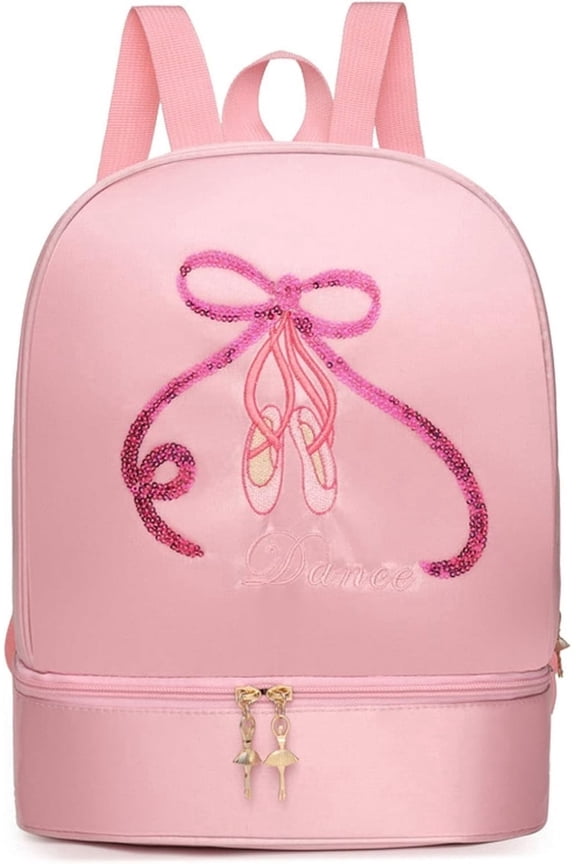 Ballet Bag Ballerina Dance Backpack with Separate Shoe Compartment for Dance Bag Gymnastics Latin Dance Yoga Storage Bag (Pink B)