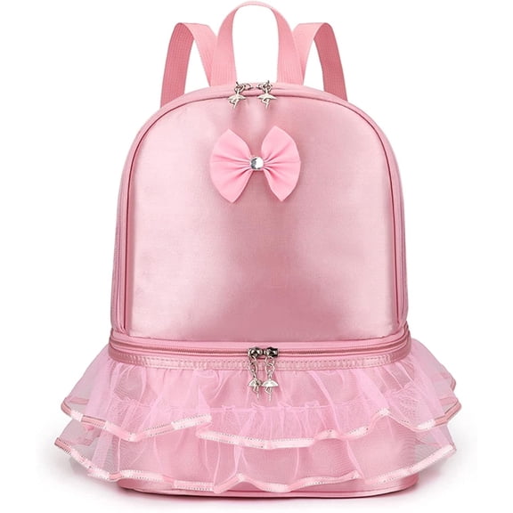 BTEPSGA Ballet Bag Ballerina Dance Backpack with Separate Shoe Compartment for Dance Bag Gymnastics Latin Dance Yoga Storage Bag (Pink A)