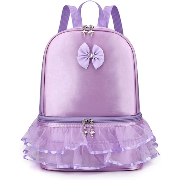 BTEPSGA Ballet Bag Ballerina Dance Backpack with Separate Shoe Compartment for Dance Bag Gymnastics Latin Dance Yoga Storage Bag (Purple A)